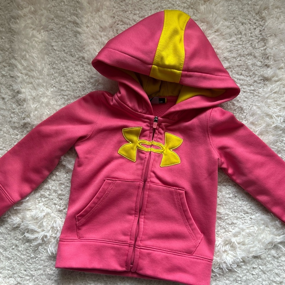Under Armour Baby Girl Kids Hoodie Pink Zip Up Sweatshirt Jacket 18M